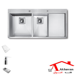 سینک ظرفشویی توکار دو لگنه کد 354 اخوان