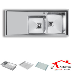 سینک ظرفشویی توکار دو لگنه کد 600S اخوان