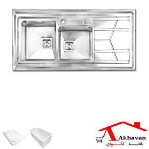 سینک ظرفشویی روکار دو لگنه کد 303S اخوان